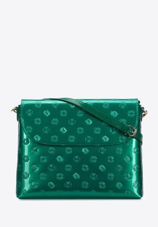 Nagyméretű női lakkbőr táska hosszú pánttal, zöld, 34-4-233-00, Fénykép 1