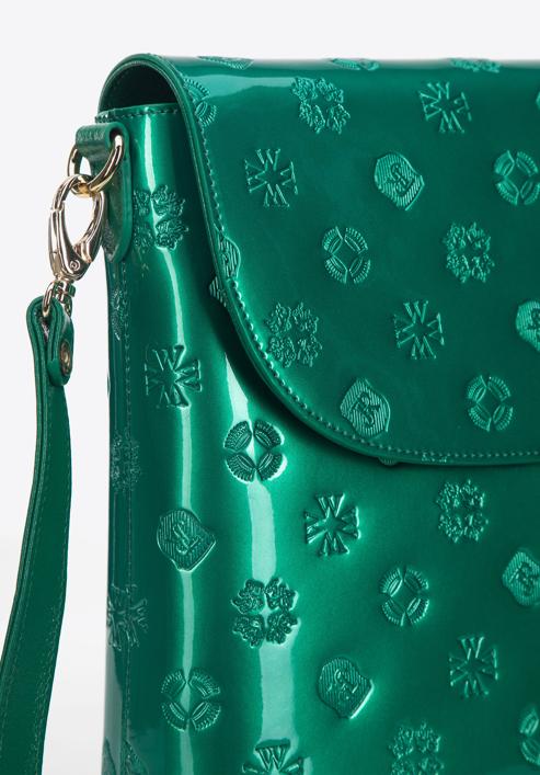 Nagyméretű női lakkbőr táska hosszú pánttal, zöld, 34-4-233-11, Fénykép 4