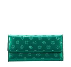 Női pénztárca, monogrammal dombornyomott lakkozott bőrből, zöld, 34-1-413-00, Fénykép 1