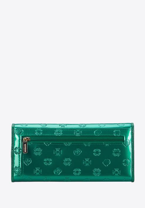 Női pénztárca, monogrammal dombornyomott lakkozott bőrből, zöld, 34-1-413-11, Fénykép 3