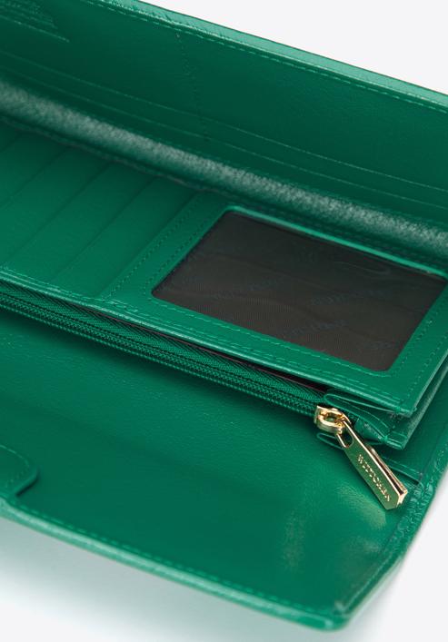 Női pénztárca, monogrammal dombornyomott lakkozott bőrből, zöld, 34-1-413-11, Fénykép 5