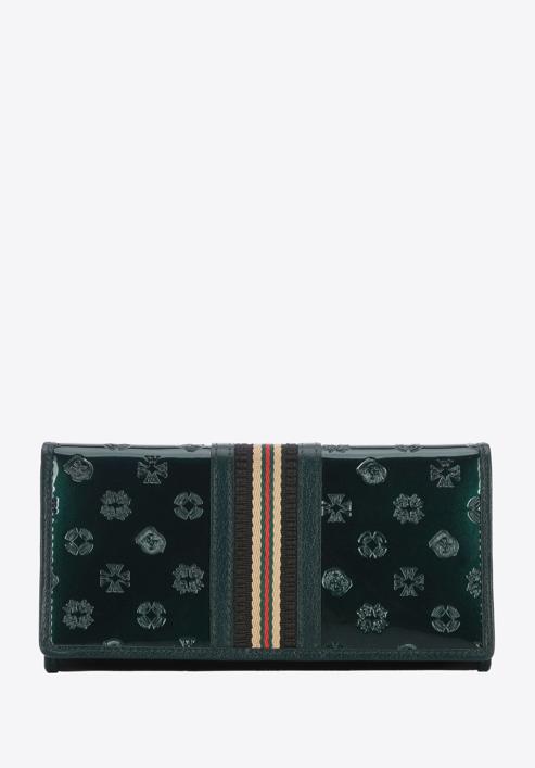 Női monogramos dombornyomott lakkozott bőr pénztárca szalaggal, zöld, 34-1-075-11, Fénykép 1