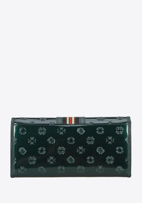 Női monogramos dombornyomott lakkozott bőr pénztárca szalaggal, zöld, 34-1-075-11, Fénykép 5