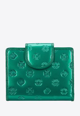 Női pénztárca monogrammal dombornyomott lakkozott bőrből, zöld, 34-1-362-00, Fénykép 1