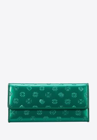 Női pénztárca, monogrammal dombornyomott lakkozott bőrből, zöld, 34-1-413-00, Fénykép 1