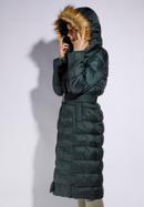 Női steppelt téli kabát szőrmés kapucnival, zöld, 95-9D-400-1-3XL, Fénykép 4