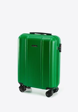 Polikarbonát kabinbőrönd függőleges barázdákkal, zöld, 56-3P-711-85, Fénykép 1
