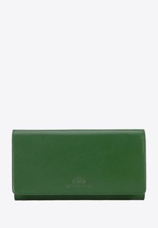 Sima felületű, hosszúkás fazonú női bőr pénztárca, zöld, 14-1-903-L0, Fénykép 1