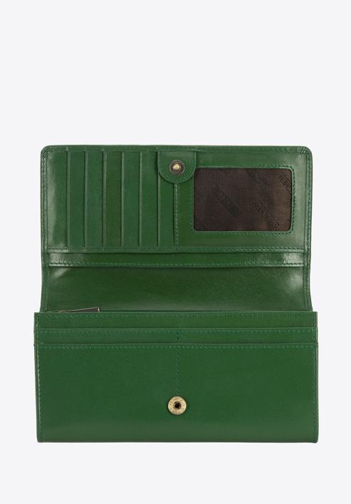 Sima felületű, hosszúkás fazonú női bőr pénztárca, zöld, 14-1-903-L5, Fénykép 2