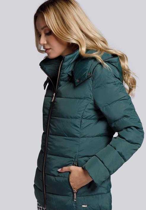 Steppelt női kabát zsebekkel, zöld, 93-9N-103-Z-M, Fénykép 3