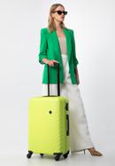 ABS Nagy bőrönd geometriai mintával, zöldcitrom zöld, 56-3A-753-11, Fénykép 15