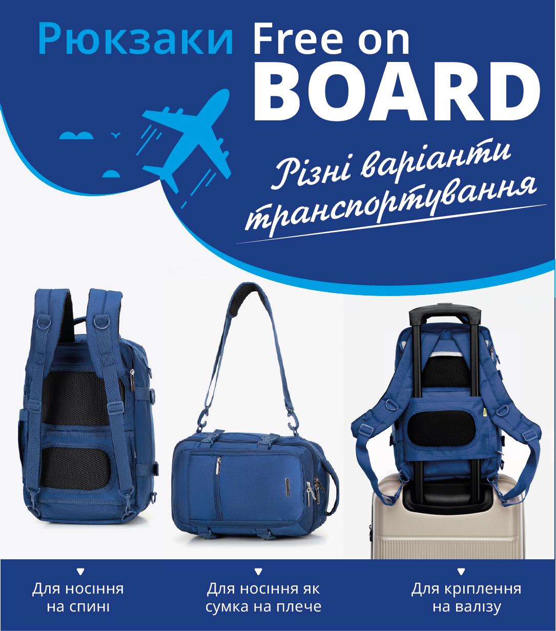 Багатофункціональний рюкзак для літака 2в1 темно-синій