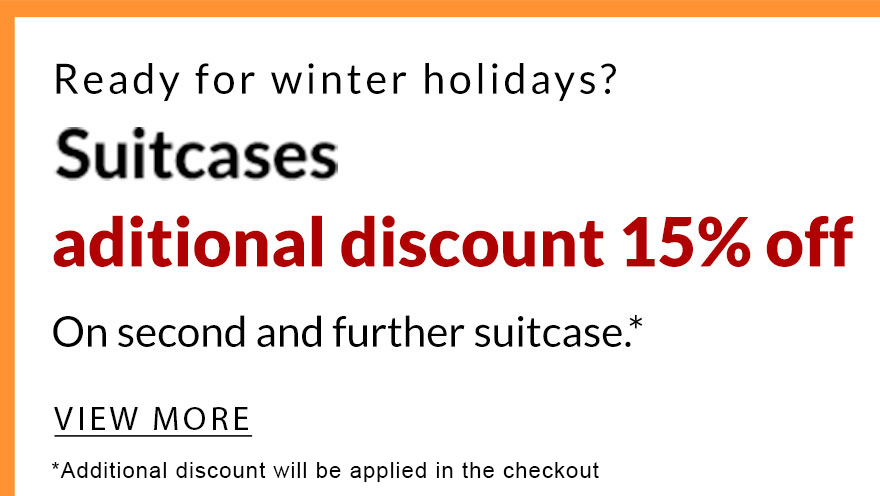 Suitcases additional discount 15% off