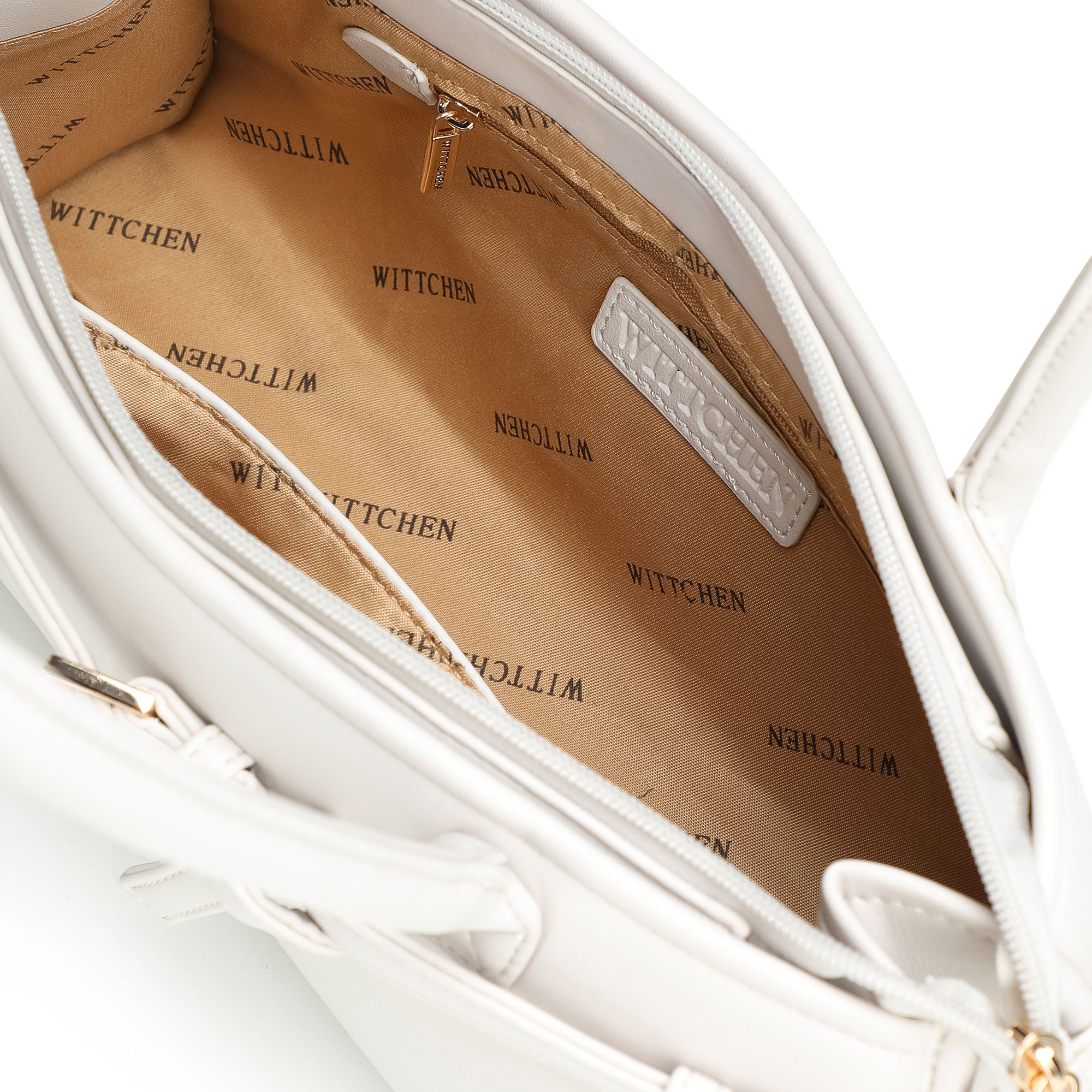 Smotanová dámska crossbody kabelka Wittchen z imitácie kože, Vyberte variant lomená biela