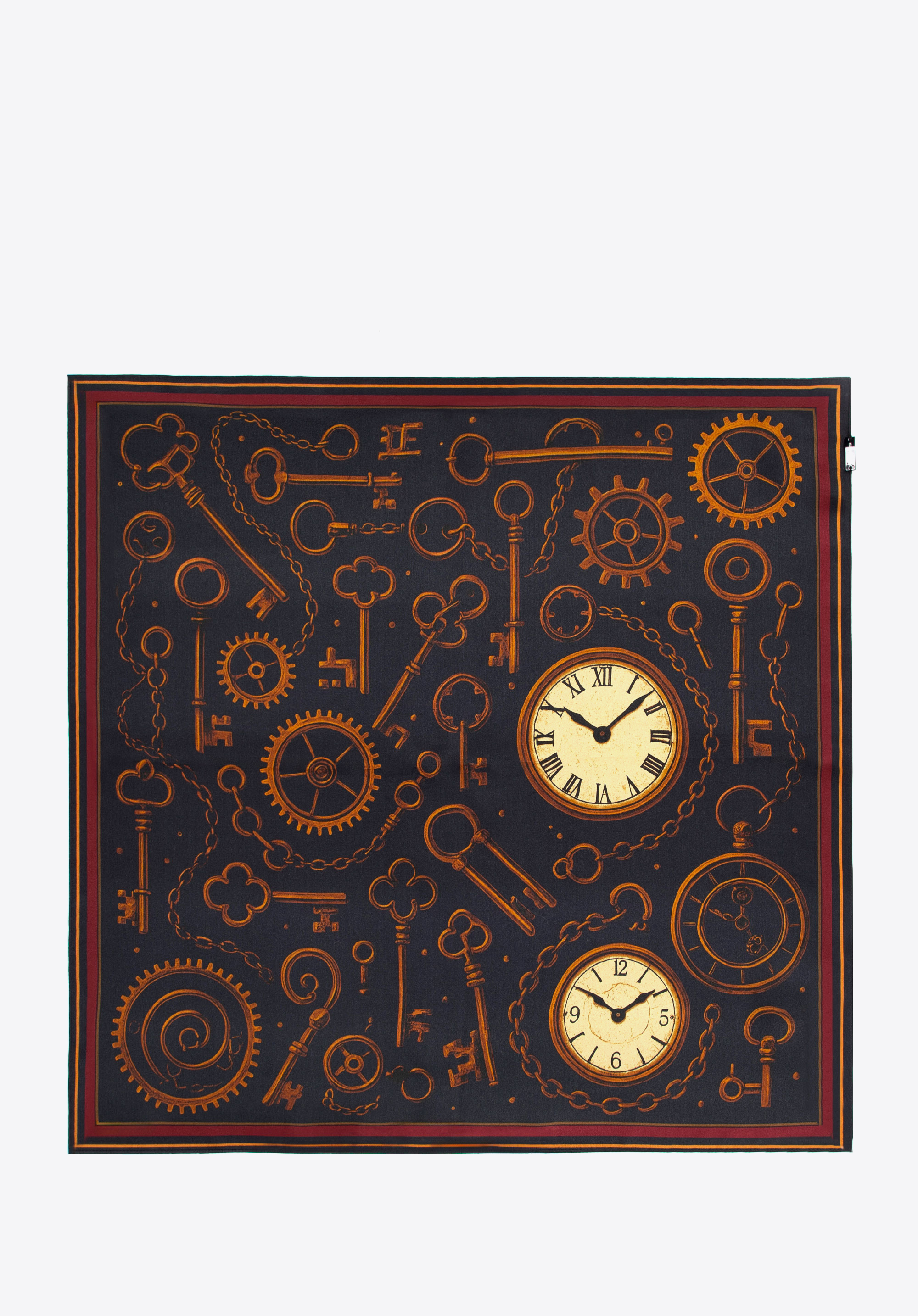 WITTCHEN Damska apaszka z jedwabiu z dekoracyjnym wzorem vintage czarno – brązowa