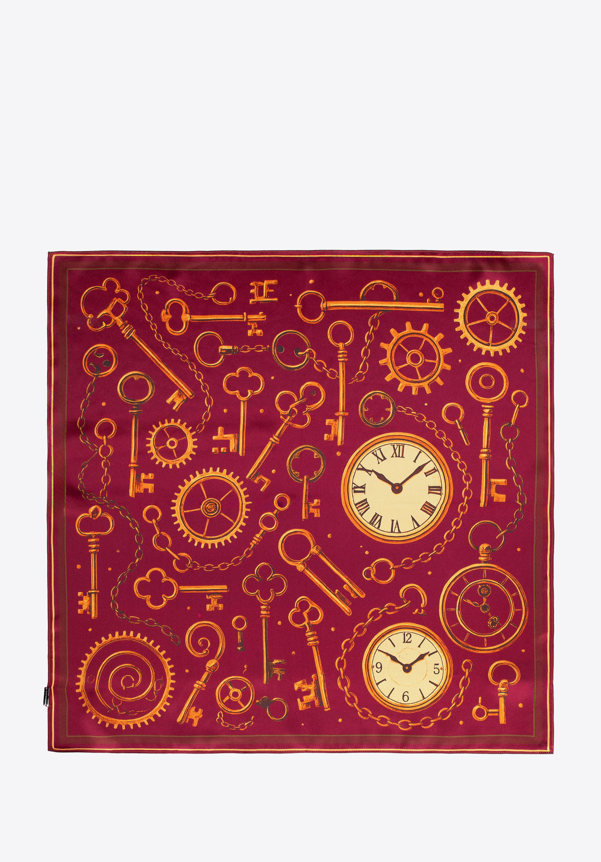 WITTCHEN Damska apaszka z jedwabiu z dekoracyjnym wzorem vintage bordowa