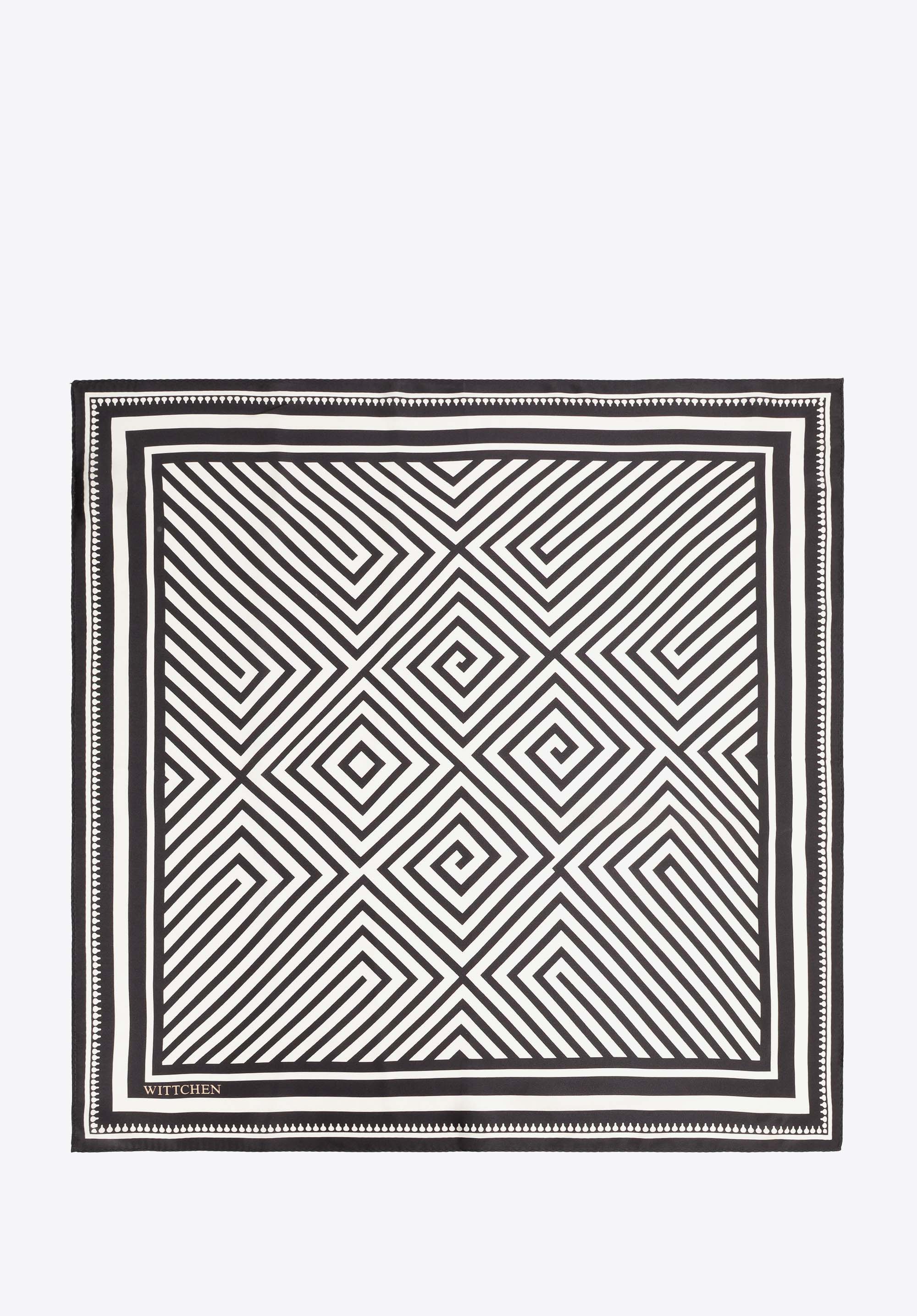 Apaszka damska z jedwabiu z geometrycznym wzorem, czarno-biały, 103-7D-S05-X49, Zdjęcie 1