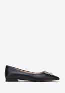 Leather ballerina shoes with crystal buckle, black, 98-D-956-9-39, Photo 1