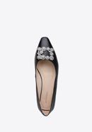 Leather ballerina shoes with crystal buckle, black, 98-D-956-1-38, Photo 6