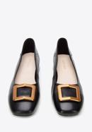 Leather ballerina shoes with decorative buckle detail, black-gold, 94-D-950-1B-36, Photo 3