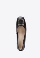 Leather ballerina shoes with decorative buckle detail, black-graphite, 94-D-950-1B-36, Photo 4