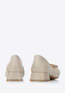 Leather ballerina shoes with decorative buckle detail, beige, 94-D-950-1G-36, Photo 4