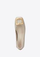 Leather ballerina shoes with decorative buckle detail, beige, 94-D-950-1G-36, Photo 5