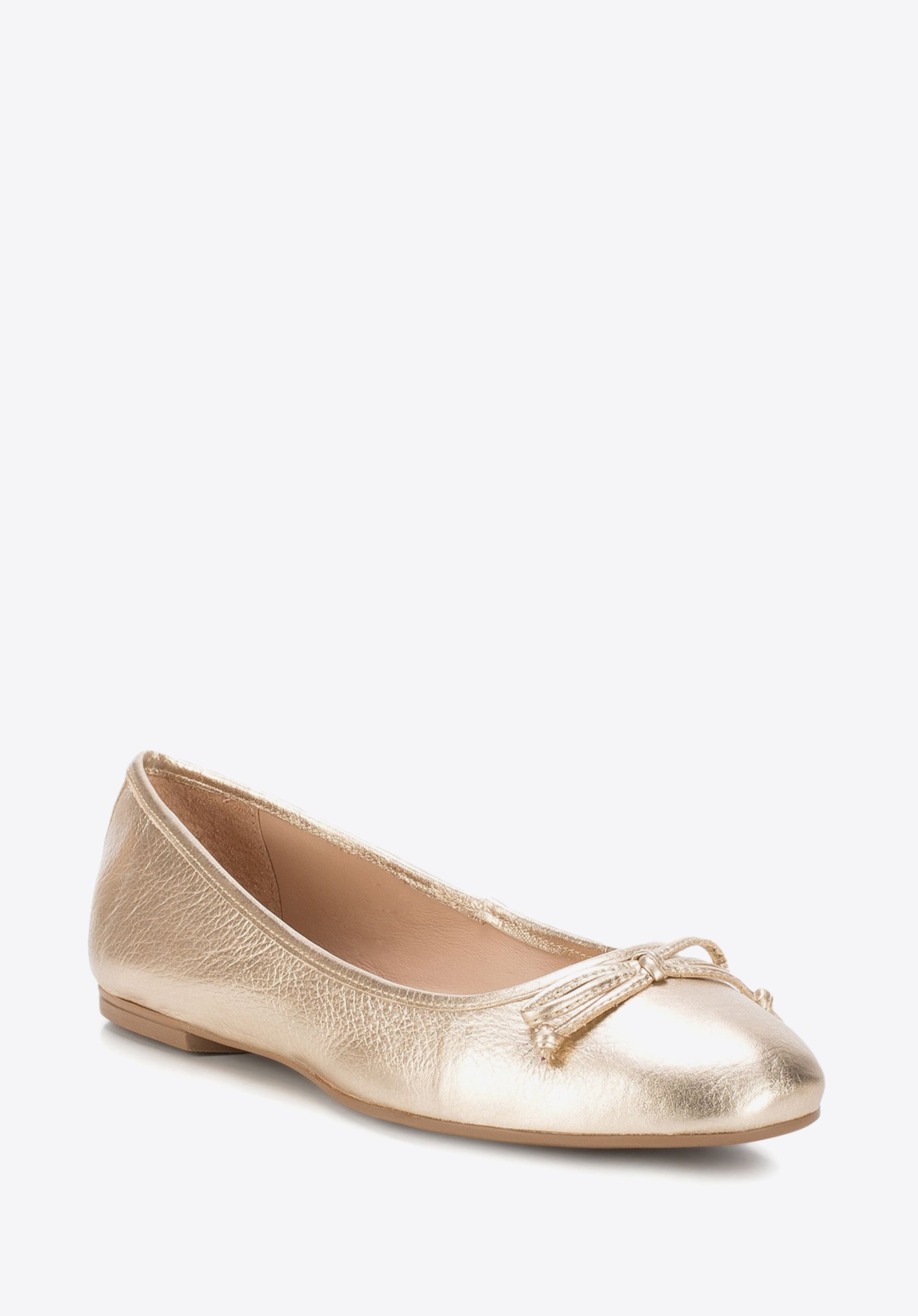 Bow detail ballerina shoes from grain leather | WITTCHEN | 88-D-258