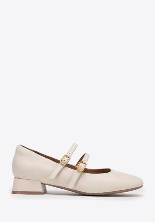 Classic leather double strap ballerina shoes, cream, 98-D-963-0-37, Photo 1