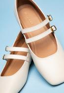 Classic leather double strap ballerina shoes, cream, 98-D-963-1-38, Photo 21