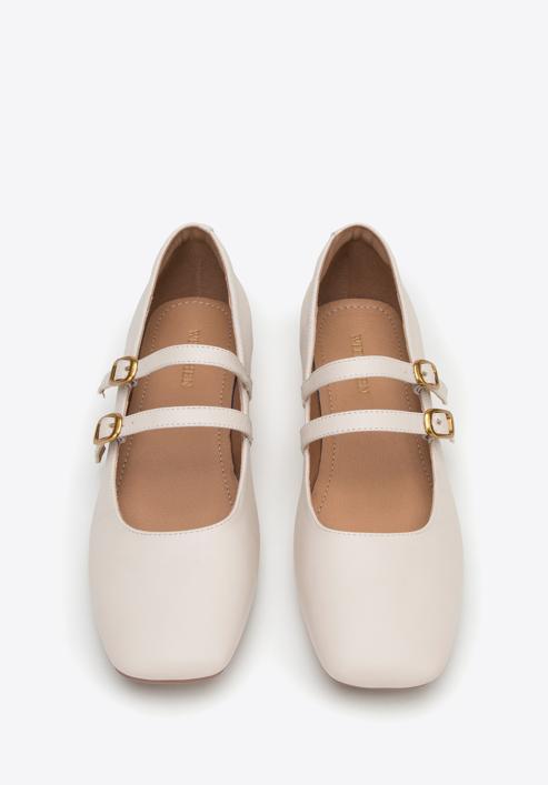 Classic leather double strap ballerina shoes, cream, 98-D-963-1-41, Photo 3