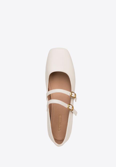 Classic leather double strap ballerina shoes, cream, 98-D-963-0-38, Photo 5