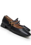 Classic leather double strap ballerina shoes, black, 98-D-963-1-38, Photo 7
