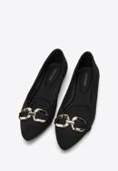 Suedette buckle detail ballerina flats, black, 98-DP-203-P-41, Photo 2