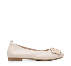 Leather ballerina shoes with decorative buckle detail, powder pink, 94-D-951-P-40, Photo 1