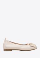 Leather ballerina shoes with decorative buckle detail, powder pink, 94-D-951-1-35, Photo 1