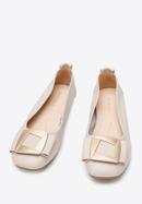 Leather ballerina shoes with decorative buckle detail, powder pink, 94-D-951-1-35, Photo 2
