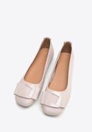 Soft leather ballerina shoes with geometric buckle detail, light pink, 98-D-957-P-37, Photo 2
