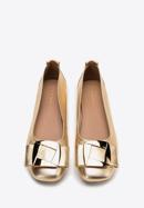 Soft leather ballerina shoes with geometric buckle detail, gold, 98-D-957-P-37, Photo 3