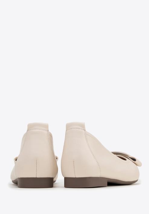 Soft leather ballerina shoes with geometric buckle detail, cream, 98-D-957-G-36, Photo 4