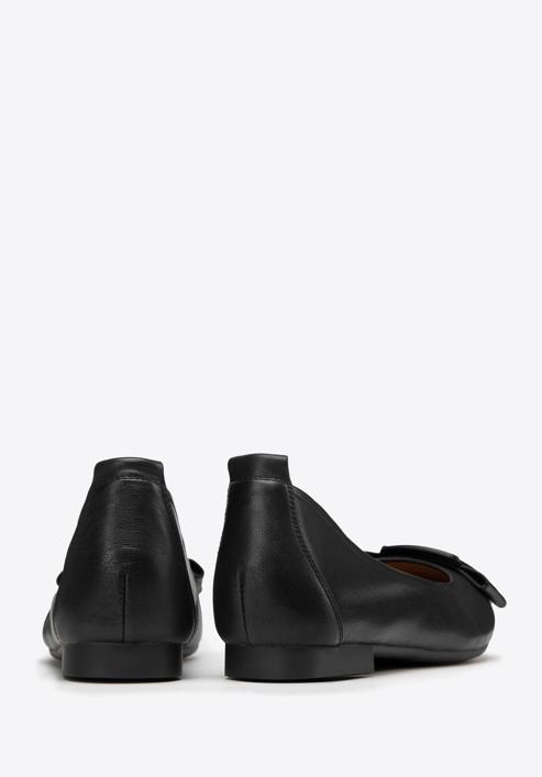 Soft leather ballerina shoes with geometric buckle detail, black, 98-D-957-P-37, Photo 4