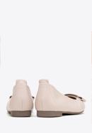Soft leather ballerina shoes with geometric buckle detail, light pink, 98-D-957-P-40, Photo 4