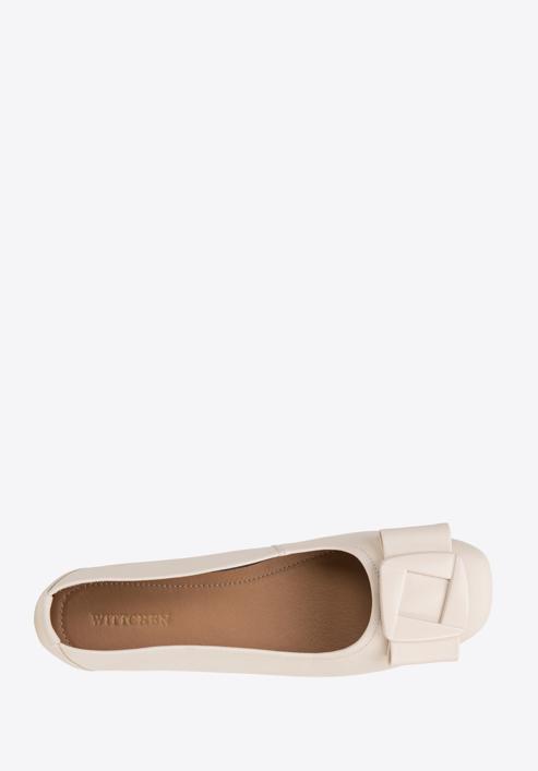 Soft leather ballerina shoes with geometric buckle detail, cream, 98-D-957-1-39, Photo 5