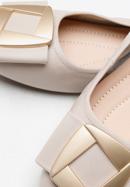 Leather ballerina shoes with decorative buckle detail, powder pink, 94-D-951-1-35, Photo 7