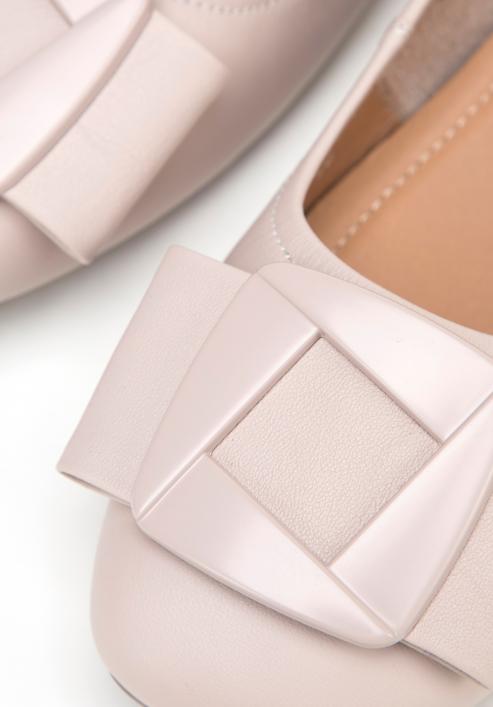 Soft leather ballerina shoes with geometric buckle detail, light pink, 98-D-957-P-40, Photo 7