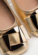 Soft leather ballerina shoes with geometric buckle detail, gold, 98-D-957-G-39, Photo 8