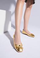 Leather ballerina shoes with bow detail, gold, 96-D-950-G-36, Photo 15