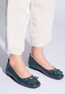 Leather ballerina shoes with bow detail, navy blue, 96-D-950-3-39, Photo 15