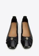 Leather ballerina shoes with bow detail, black, 96-D-950-1-37, Photo 2