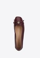 Leather ballerina shoes with bow detail, burgundy, 96-D-950-1-37, Photo 2